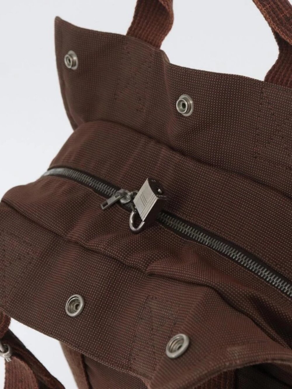 HERMES Her Line Sac A Dos Backpack Canvas Brown Silver Auth ARZ289 - Picture 7 of 16